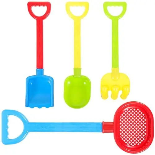 Produktbild: GARVALON 4 Stück Strand Party Sandspielzeug Für Kinder Mini Schaufeln Sand BAU Werkzeuge Sandförmchen Und Feines Sandsieb Ideal Für Sandburgen Und Kreative Strandspiele