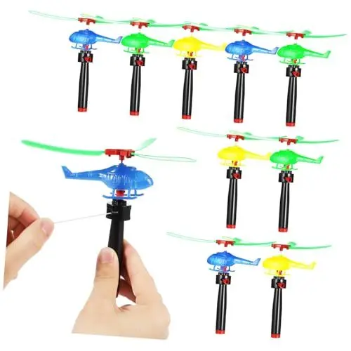Produktbild: GARVALON 9 Stück Hubschrauber Erholung Fliegende Spielzeuge Flugzeuge Spielzeuge Partygeschenke Kinderspielzeug Ziehende Fliegende Spielzeuge Lustige Fliegende Spielzeuge