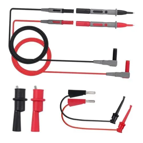Produktbild: GARVALON Digital Multimeter Testleitungen Messspitzen Mit Krokodilklemmen Bananensteckern Und Abnehmbaren Spitzen Kompatibel Mit Multimetern Und Prüfgeräten Für Präzise Elektrische
