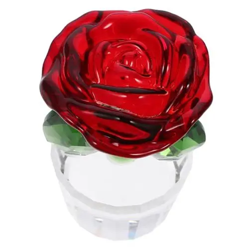 Produktbild: GARVALON Kristallglas Rose Kristall Rose Bouquet Statue Rose Kristall Ornament Klare Kristall Rose Kristall Rose Statue Kristall Rose Figuren Kristall Blumen Blumen Ornament