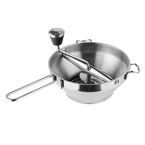 Produktbild: GARVALON Manueller Lebensmittelpresse Aus Edelstahl Babynahrungszubereiter Mixer Für Die Küche 3 Scheiben-Set Rostfrei Leicht Zu Reinigen