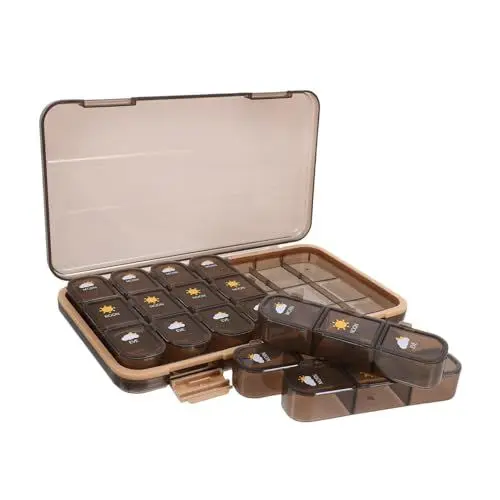 Produktbild: GARVALON Medikamentenspender Pillen-organizer Mit 21 Fächern Große Aufbewahrungsbox Für Medikamente Reise-pillenbox Auslaufsicherer Organizer