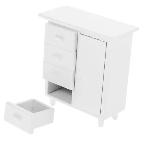Produktbild: GARVALON Puppen Puppenhaus Miniatur-bücherregal Miniatur Öbel Puppenhaus Schrank Weißer 4 Türiger Aufbewahrungsschrank Für Puppenhaus Miniatur Bücherregal Ornament Puppenmöbel Zubehör