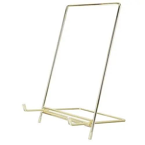 Produktbild: GARVALON Minimalistischer Rezepthalter book shelves bücherstützen bücherregal Kochbuchständer Platte steht für die Anzeige Kochbuchhalter Bilderrahmen stehen Rostfreier Stahl Golden