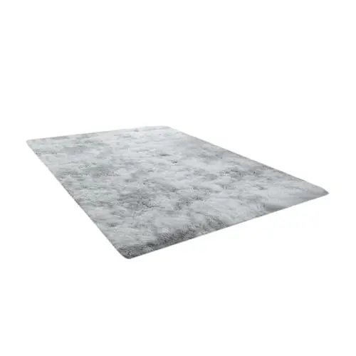 Produktbild: GARVALON Teppich Antirutschunterlage Teppich Bettbodenkissen Bettvorleger Kinderzimmer- Dekorative Bodenmatte Geschmeidiges Bodenkissen Seidiges Haar Light Grey Teppich Schlafzimmer Flauschig