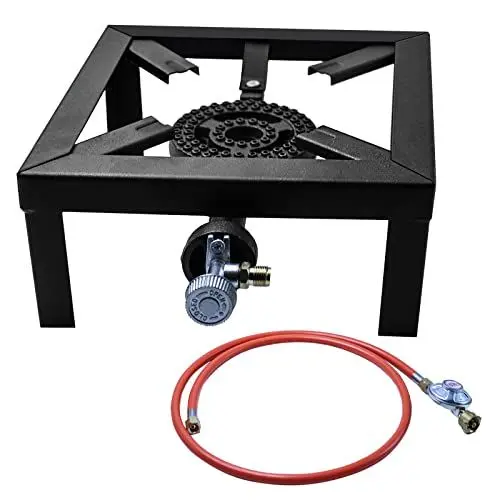 Produktbild: Gaskocher Hockerkocher 8KW Outdoor Camping Gaskocher 25 x 25 x 11cm,campingkocher gasherd,inkl 150cm Propan-Gas-Schlauch und 50 mbar Gasdruckregler Konstantregler