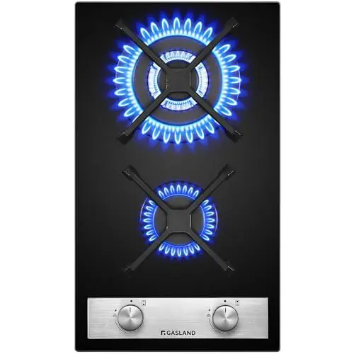 Produktbild: GASLAND GH30BF Glas Gaskochfeld Einbau Glas Kochfeld 2 Flammig, 30 cm Gas Einbau Autark Gaskochfeld, 5200 W Butan-Gasherd, Butan Gas Kochfeld mit Wok Brenner, LPG/Erdgas