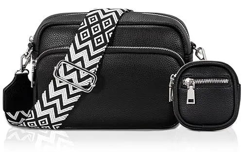 Produktbild: GASSDA Crossbody Bag Damen Kleine Umhängetasche Damen Breiter Gurt PU Leder Handtasche mit Abnehmbarem Schultergurt