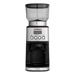 Produktbild: GASTROBACK #42643 Design Kaffeemühle Digital, 31 Mahlgradeinstellungen von fein bis grob 2 Automatik – Modi: Direktes Mahlen in den Siebträger oder in den Vorratsbehälter, Silber/Schwarz