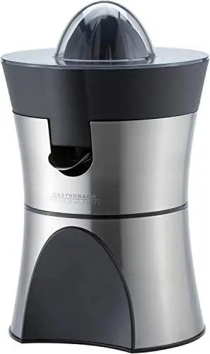 Produktbild: GASTROBACK 41138 Home Culture-Zitruspresse, elektrisch, Edelstahl-Siebeinsätze, INOX-Touch-Gehäuse, 100 Watt, schwarz, Silber