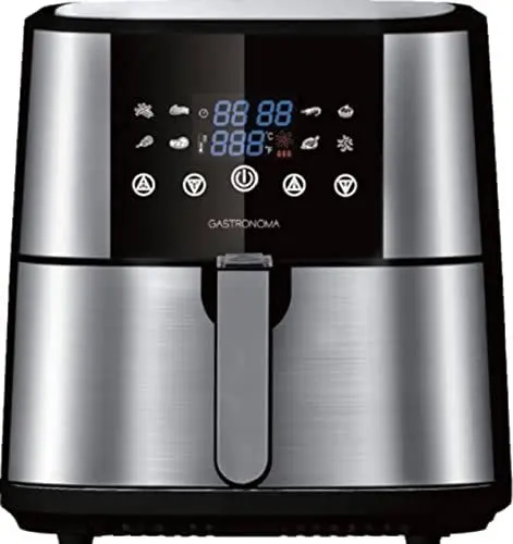 Produktbild: Gastronoma 18290002 Heißluftfritteuse 6 Liter XXL aus Edelstahl mit digitalen LED-Display, 8 Programme, 1800Watt Heissluftfritteuse Airfryer, Ohne ÖL Fritteuse Luftfritteuse, Edelstahl Schwarz
