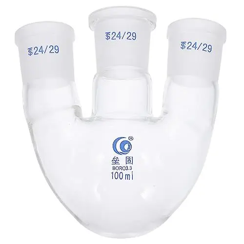 Produktbild: Gatuida 1Stk Flasche Dreihalskochkolben Becher mit rundem Boden Destillierkolben Laborkochkolben Gefäß mit rundem Boden Laborgeräte kochender Kolben Laborbehälter Glas Transparent