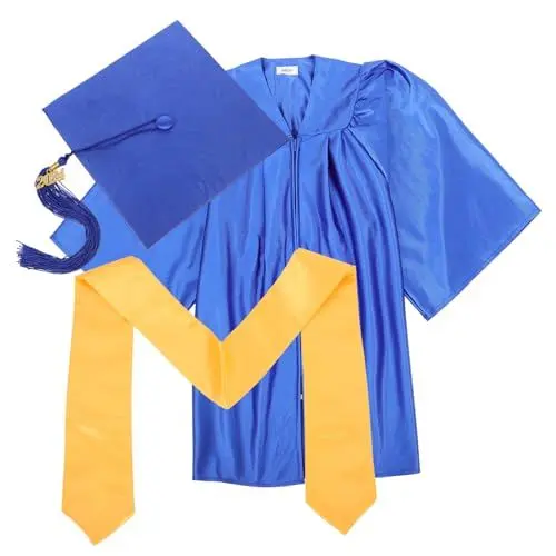 Produktbild: Gatuida 1 Satz Abschlussanzug Abschlusskleid Größe Vorschulabschlusskappe Matte Graduierungskappe Quaste Mütze Und Mantel Für Kindergarten-abschluss-mütze Party Student Blau Polyester Blue