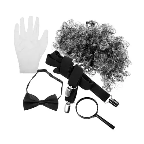 Produktbild: Gatuida 1 Satz Abschlussfeier-outfits Baustützen Rückengurt Zubehör Schminksets Herren Anzug Rückenbandage Alte Lockige Mannperücke Bachelor-perücke Männer Kopfschmuck Hochtemperaturdraht
