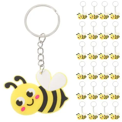 Produktbild: Gatuida 24 Stück Bienen-Schlüsselanhänger: Gelbe Cartoon-Biene Schlüsselanhänger Taschenanhänger Anhänger Schlüsselanhänger Dekoration für Gastgeschenke Taufe