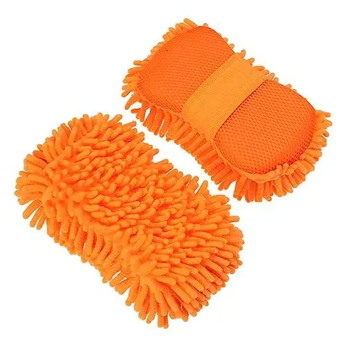 Produktbild: Gatuida 2stücke Mikrofaser Waschhandschuhe Für Auto Und Motorrad Ultraweiche Chenille Reinigungsbürsten Orange Für Schonende Autowäsche Und Pflege Von Empfindlichen Oberflächen