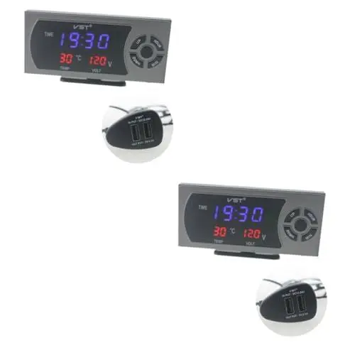 Produktbild: Gatuida 2 Stück 3 1 Auto Thermometer Uhr Digitales Thermometer Auto Uhr Thermometer Wagen Digitaluhr