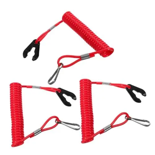 Produktbild: Gatuida 3er-Pack Not-aus-Lanyard Rot Für Bootsmotor Sicherheitsschnur Schiffsmotorschnur Zur Schnellen Unterbrechung Der Versorgung