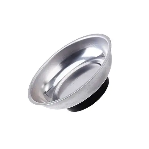 Produktbild: Gatuida Runde Magnetische Teileschale 7 6 Cm Edelstahl Kompakter Teilehalter Gummiboden für Bastler Silberfarben