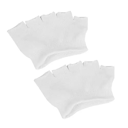 Produktbild: Gatuida 4Paar Damen Zehensocken aus Baumwolle mit Offenem Zehenbereich Rutschfeste Peep-toe Socken mit Elastischen Vorfußpolstern für Yoga und Fitness Weiß