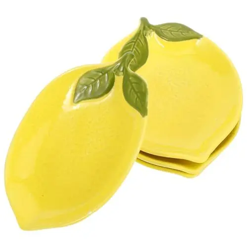 Produktbild: Gatuida 4Stücke Teiliges Zitronen Geschirr aus Keramik Zitronenförmige Schalen für Desserts für Küche Langlebig und Leicht zu Reinigen