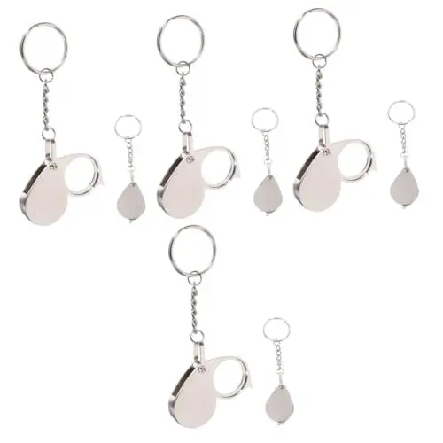 Produktbild: Gatuida 4 Stück J-Halskette Für Damen Taschenlupe Mit Licht Handvergrößerung Tragbarer Lupen-schlüsselanhänger Frauen Brille Desktop-Tasche Faltbare Juwelierlupe Glas Schmuck Ältere Linse