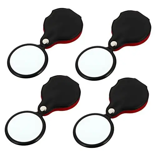 Produktbild: Gatuida 4 Stück Lupe Vergrößerung Lektüre Glas vergrößern Mini Schmuck kleine Tasche Reisen Glaslinse