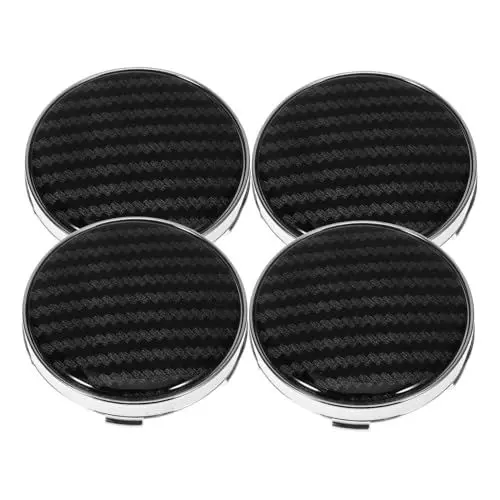 Produktbild: Gatuida 4 Stücke Auto Rad Hub Caps Felge Center Caps in Schwarz Carbon Fiber 60mm Größe Konstruktion