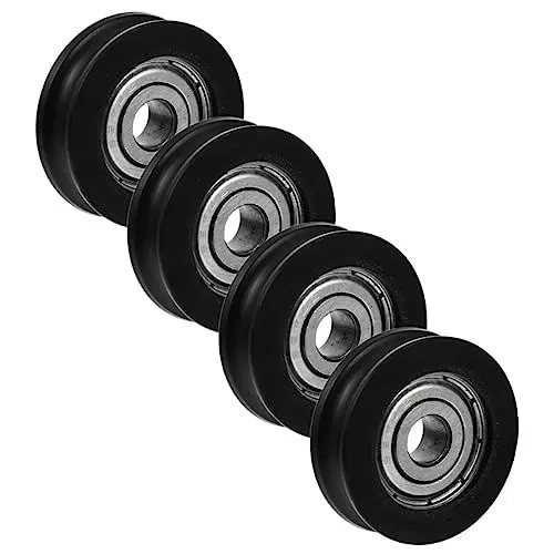 Produktbild: Gatuida 4 Stück Riemenscheibe Für Tür- Und Fensterlager Schiebetorrolle Flaschenzug Schrankrad Schiebetür Riemenscheibe Schiebetürrolle Fensterschienenrad Schiebetor Rad Torrad Pom Black