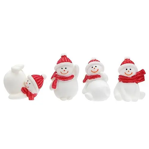 Produktbild: Gatuida 4 Stück Weihnachts Schneemann Dekofiguren Resin Miniatur Fensterdekoration für Festliche Anlässe für Weihnachtsfeiern Geschenkideen