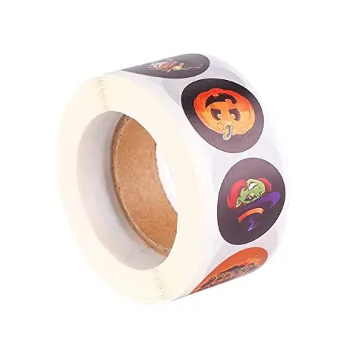 Produktbild: Gatuida Halloween-partytüten-aufkleber 500 Stück Selbstklebende Kürbis-aufkleberbögen für Jungen und Mädchen Aufkleber für Süßigkeitentüten Entzückende Aufkleber-aufkleberrolle
