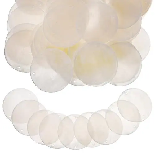 Produktbild: Gatuida 50 Stück Runde NatüRliche Muscheln Zum Basteln Transparente 5Cm Muschelscheiben Mit LöChern FüR Dekoration Und Handwerk