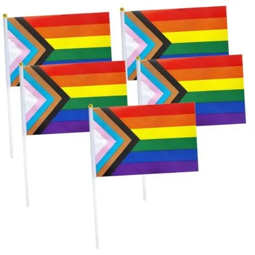 Produktbild: Gatuida 5Stücke Handheld Pride Flags Kleine Regenbogenflaggen als Dekoration für Feierlichkeiten mit Kunststoffstange Langlebig und Farbenfroh für Partys