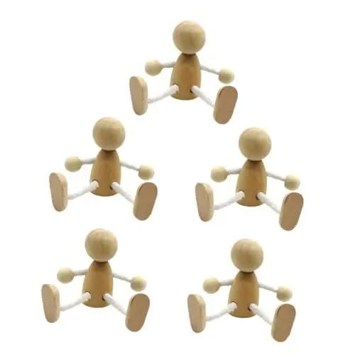 Produktbild: Gatuida 6 Stück Teiliges Holzfiguren zum Bemalen Flexible DIY Holzpuppen mit Beweglichen Armen und Beinen Glatte Oberfläche Kinderfreundliche Bastelsets Miniatur Dekoration für Zuhause