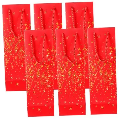 Produktbild: Gatuida Handliche Weintasche Rote Weinflaschen-tragetasche Aus Karton Wiederverwendbar Elegantes Design Geeignet Für Weihnachten Geburtstage Dinnerpartys