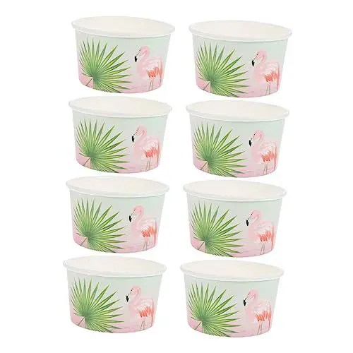 Produktbild: Gatuida 8St Eiscreme-Papiers chale Flamingo-Schalen aus Papier Dessertbehälter aus Papier Papierbecher einweg bechern Papierschalen Gelee Papierhalter Papierschale für Mousse Eisbecher