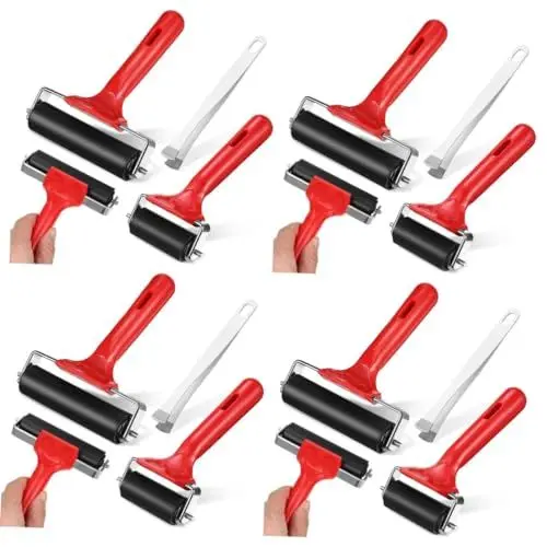 Produktbild: Gatuida 8 Stk Gummiwalzenbürste Brayer-Walzen für die Druckindustrie und Stempeln Farbwalze zum Drucken Stanzwerkzeuge werkzeug-set bastelzeug Bastelwalzen Brayer-Rolle Pinzette Edelstahl