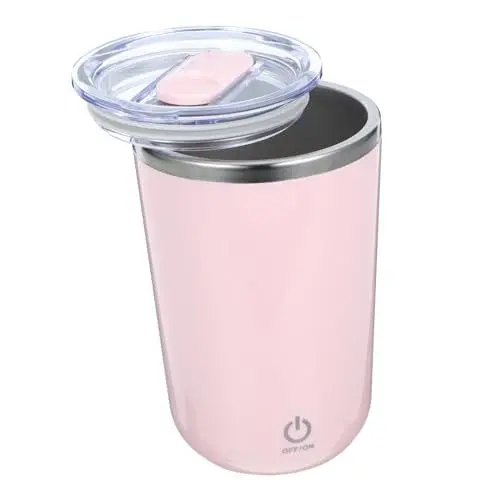 Produktbild: Gatuida Automatischer Rührbecher Kaffeebecher Mixer Espressotassen Rührbecher Wasserbecher Kaffee Rührbecher Magnetisch Selbstrührender Becher Rosa Zum Drehen Elektrischer