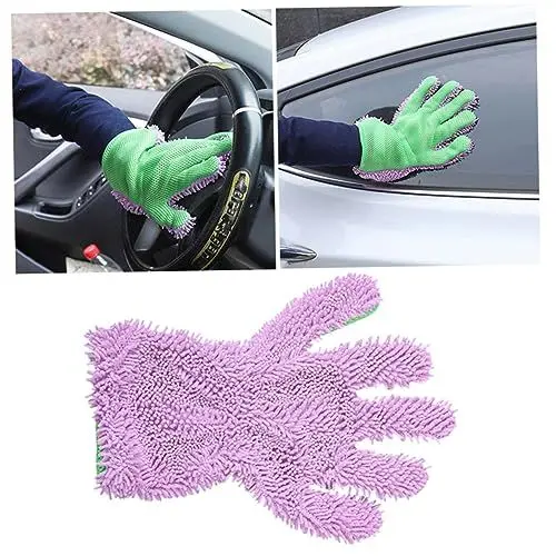 Produktbild: Gatuida Doppelseitiger Reinigungshandschuh Für Auto Korallenplüsch Mit Fünffinger-Design Beidseitig Verdickt Wasserabsorbierender Adsorptionsschaum Für Autowäsche Und Radreinigung