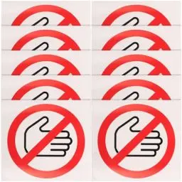 Produktbild: Gatuida Do Not Touch Aufkleber: 10 Stück - Schwarz - Vinyl - Rund - Geblümt - Matt - Wasserfest - Für glatte Oberflächen - Gerätefabrik, Lager, Industrie - Warnaufkleber - Sticker