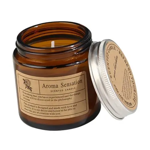 Produktbild: Gatuida 80ml Handgemachte Pflanzenwachs Mini Braune Kerze Unscented Romantische Home Duftkerze Rose Sandelholz