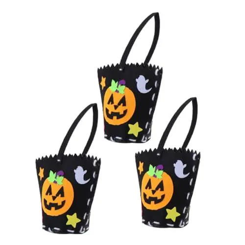 Produktbild: Gatuida Halloween-Tote-Kürbis-Tasche Tragetaschen Handtaschen aus Vliesstoffen selber machen Süßigkeiten Handtasche DIY-Materialien für Halloween-Taschen Süssigkeit Geschenktasche