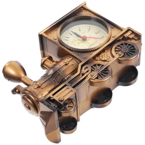 Produktbild: Gatuida Kreative Bahnhofsuhr Im Eisenbahn-Design Lustige Desktop-Ornamente Für Schlafzimmer Und Kinderzimmer Material Mit Zufälligem Ziffernblatt Für Geschenkideen