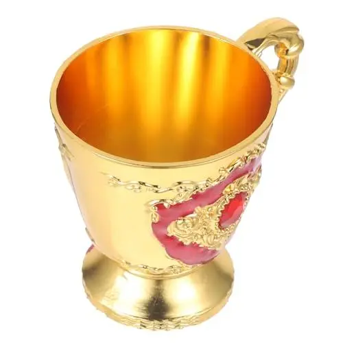 Produktbild: Gatuida Metallbecher Wein Tasse Getränkebecher Whisky-Becher Bierbecher Weingläser Teetasse Getränkezubehör kleiner Schnapsbecher Jahrgang Weißweinglas Europapokal Metall Ovale Scheibe