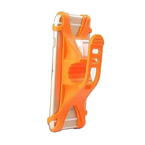 Produktbild: Gatuida Fahrradlenker-telefonhalterung Stoßfeste Silikonklemme Für Fahrradmotorräder Orange Für 4-5 5 Zoll Smartphones