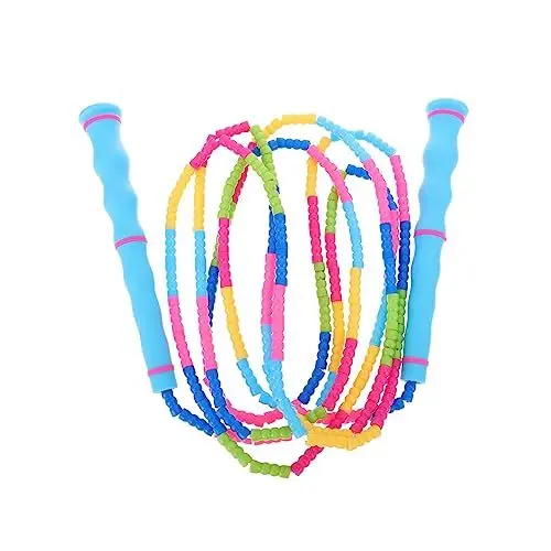 Produktbild: Gatuida Springseil mit Einstellbarer Tragbares Fitnessgerät für Outdoor Sport Geeignet für Erwachsene und Blau mit Blumenperlen für Ausdauertraining und Fitness