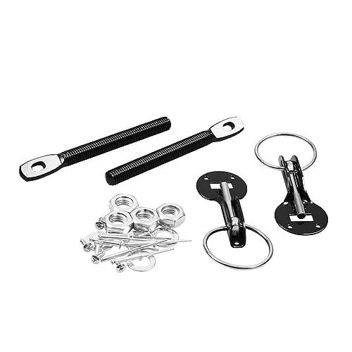 Produktbild: Gatuida Motorhaubenschloss Aluminiumlegierung Motorhaubenschloss-kit Universelle Passform Offen Schwarz