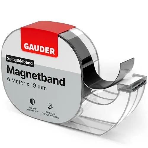 Produktbild: GAUDER Magnetband selbstklebend im Spender I Magnetklebeband I Magnetstreifen (6 m)
