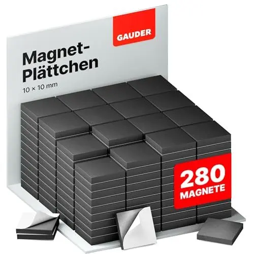 Produktbild: GAUDER Magnetplättchen selbstklebend | 280x Selbstklebende Magnete | Klebemagnete für Fotos & mehr | Magnete zum Aufkleben