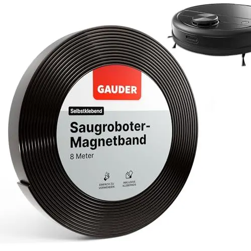 Produktbild: GAUDER Saugroboter Magnetband (Version 2024) I Kompatibel mit Neato, Xiaomi, Miele, Vorwerk & Tesvor (8m) | Saugroboter Begrenzungsstreifen